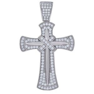 925 Sterling Silver Cross Pendant Charm w/Chain